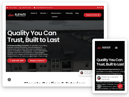 AI roofing website converting visitors into service calls, replacements and maintenance jobs