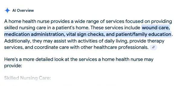 Home health agency recommended first in AI assistant results for in-home care services