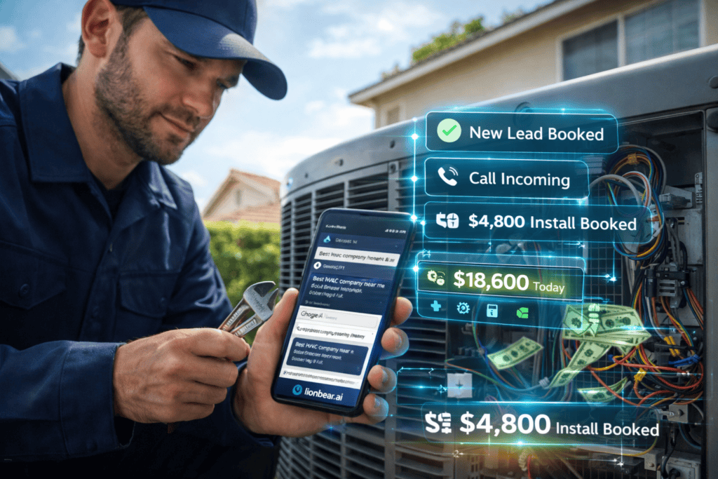 AI-powered HVAC marketing system generating leads through ChatGPT and Google AI search